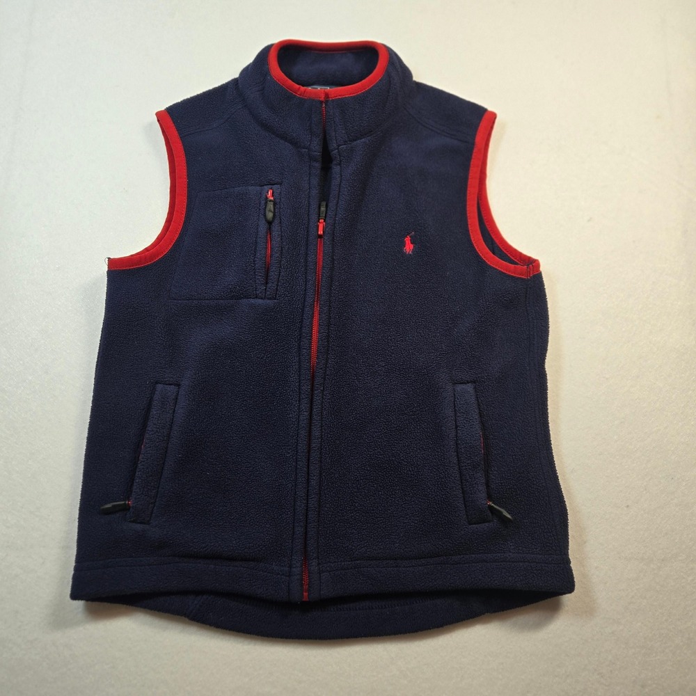 Polo Ralph Lauren Fleece Vest Kids Size 6 Navy Blue Excellent Full Zip Layer